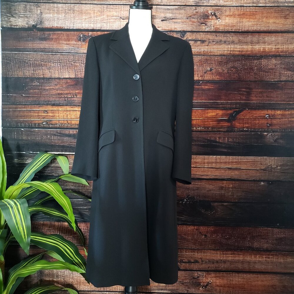 Jones New York Womens 8 Black Long Blazer Jacket Coat Lined Pockets 3 Button - Picture 2 of 9